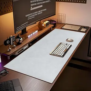Premium Faux Leather Office Desk Pad - Non-Slip Crazy Horse Grain Mouse Pad & Desk Blotter for Writing, Typing, and Computing - Protects Desks from Scratches and Spills - 31.5" x 15.7" (Ashen White) - Silicone Material