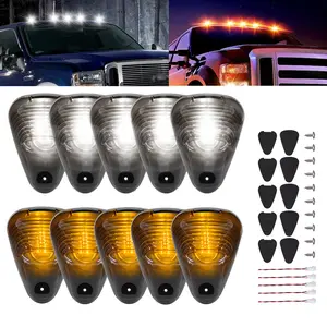 Dazone 5Pcs Smoke Lens With LED Cab Roof Marker Lights Roof Top Lamp Running Light Replacement For Ford 1999-2016 F150 F250 F350 F450 F550 Super Duty Pickup Trucks SUV  Waterproof Dustproof