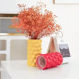 Lemon Ceramic Vase, High Desktop Flower Pot with 3D Lemon Design, Kitchen Decor, Lemon-Themed Gift, Living Room, Wedding, Fireplace Stand