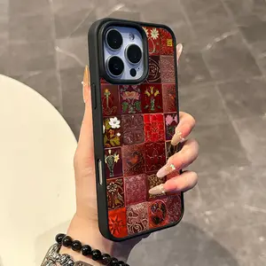 Chic Magnetic Case for iPhone11/12/13/14/15/16/17/promax Red Floral Tiles MagSafe Ready, Anti-Slip, Ultra Thin | Aesthetic Touch for Daily Use