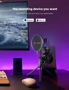 AETHERWAVE RGB Multipurpose Mic V01 with Active Noise Cancelling, USB-A to Type-C Adapter, and Cardioid Condenser