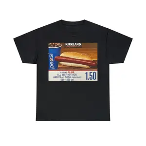 Casual Men's 100 Percent Cotton Summer Crew Neck T Shirt Featuring Costcos Hot Dog 1500 Heat Transfer Design