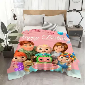 C-CoComelonS Party Art Throw Soft Flannel Nap Blanket Cozy Warm Throw for Sofa Bed or Office Chair, Lightweight and Skin-Friendly Cover Perfect for Travel, Camping, or Home Use, Great Gift Idea for Family and Friends, Figure Print Blanket