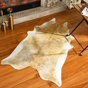 Cow  Rugs,Small Cowhide Rug, Washable Faux   Rugs, 2x3Ft Non-Slip  Carpet for Bedroom Living Room Fireplace Office Entryway Kitchen, Khaki