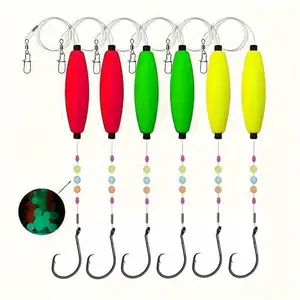 Long-distance catfish fishing gear, luminous beads, cigar-shaped float, round hook fishing gear, reservoir fishing float, fishing equipment