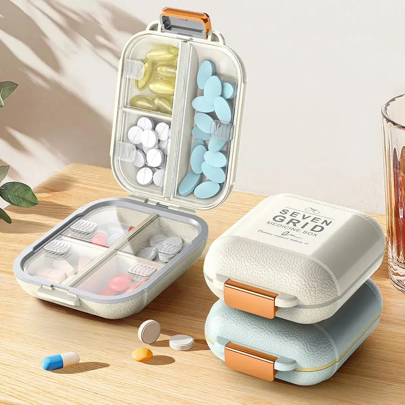 GLOSEN Large 7-Compartment Rectangular Plastic Pill Organizer - Dustproof, Moisture-Proof, Portable Supplement Organizer for Daily, Travel Use (Stores Vitamins, Fish Oil, Medications)