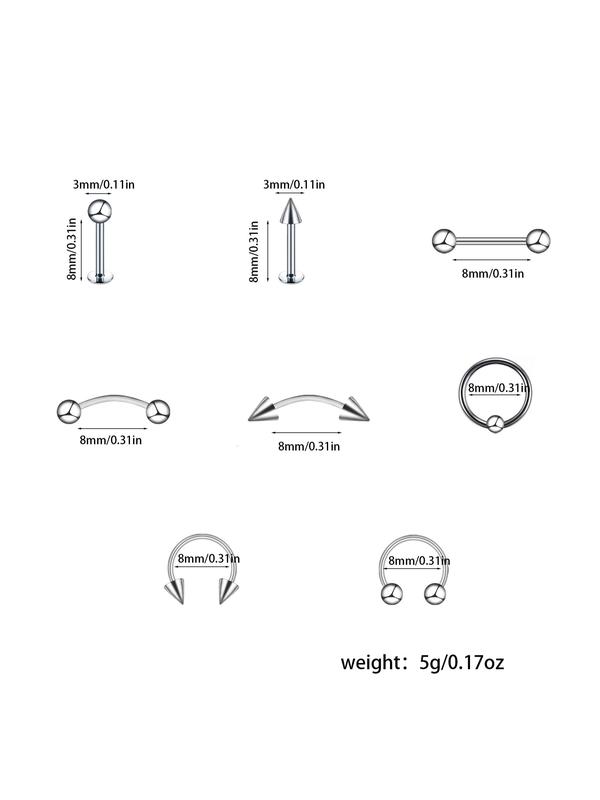 40-Piece Minimalist Stainless Steel Nose Studs and Lip Rings Set, Hypoallergenic Body Jewelry for Men and Women, Versatile Piercing Accessories, Nose Piercings Kit