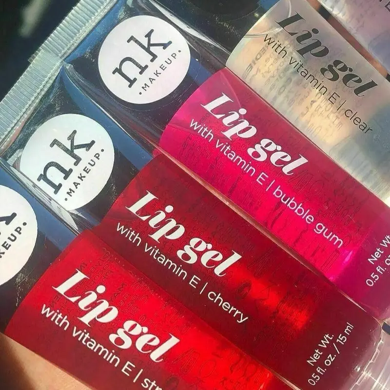 4 Pcs Set NK Hydrating Lip Gel Set | Vitamin E Lip Gloss | Clear Bubble Gum Cherry Strawberry | Glossy Moisturizing Lip Makeup | Cute Lip Gloss Gift Set