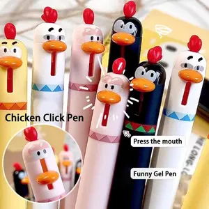 4 Pieces of Creative Chick Gel Pen 0.5mm Quick-drying Click Writing Pen Fun Relaxing Office Gift Funny Teacher Pens Black Pen School Student Stationery Supplies Office Relaxing Writing Tool