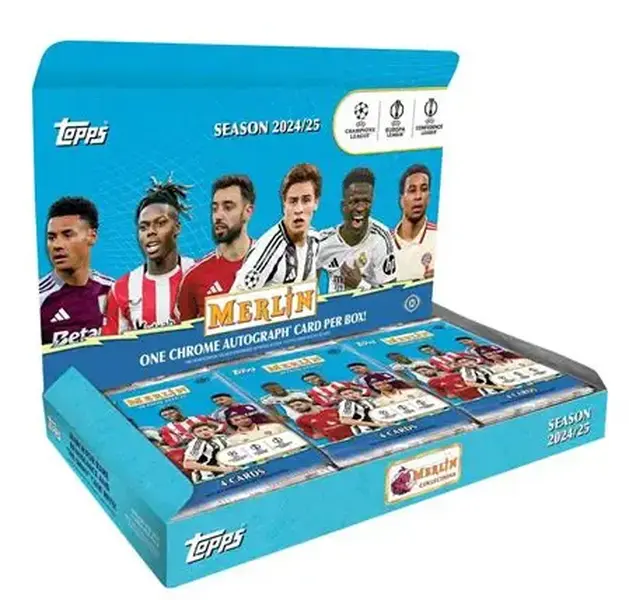 2024/25 Topps Merlin UEFA Club Competitions Sports Trading Cards Hobby Box - 18 Packs, Refractors