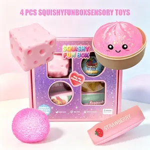 4-Pack Soft Squishy Toys, Mixed Slow & Fast Rebound Silicone Toys, Assorted Styles, Perfect Gifts for Kids' Day, Father's Day, Teacher's Day, Birthdays & Parties summerwins