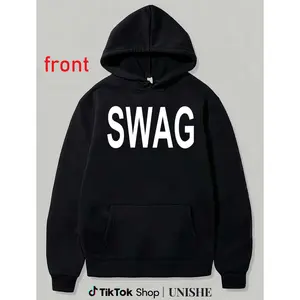Trendy Street Casual Hoodie – Long Sleeve, Round Neck with That Says Swag Logo
