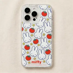 Cute Kawaii Miffy Fresh Tomato Clear Magnetic Clear Phone Case, Kawaii Bunny Magsafe Shockproof Protective Cover Compatible with iPhone 11-17 Series & Samsung Galaxy S23-S26 Ultra