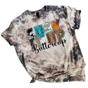 Suck It Up Buttercup Sublimation Bleached Tee Womenswear Casual Breathable Everyday