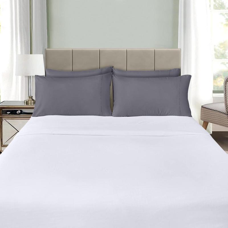 Queen Pillow Cases - 4 Pack - Envelope Closure - Soft Brushed Microfiber Fabric - Shrinkage and Fade Resistant Pillow Covers Queen Size 20 X 30 Inches (Queen, Grey)