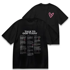 Christian Encouragement Tee - "Talk To God Today" Scripture List & Heart Graphic Casual Shirt