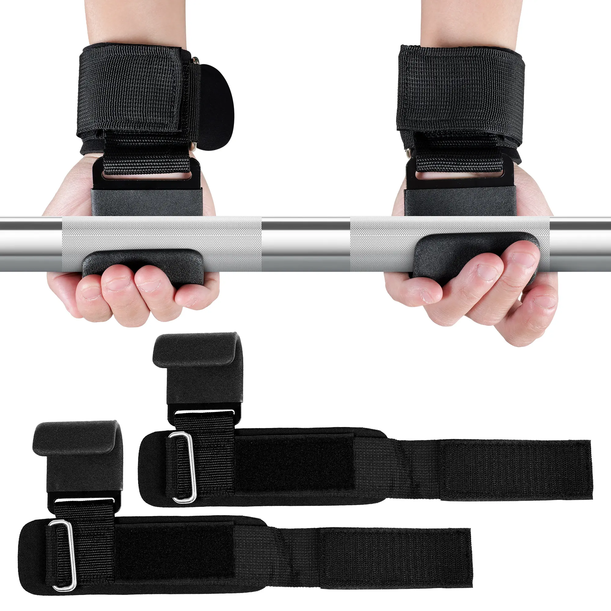 leikefitness Sports Training Straps - Premium Steel Hooks, Thick Wrist Support, Adjustable Velcro, Non-Slip Grip, Secure Hold, Premium Steel for Strength, Weightlifting Deadlift Workout Accessories, Lifting Straps, Hand Strengtheners