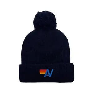 LOGO POM RIB BEANIE - NAVY