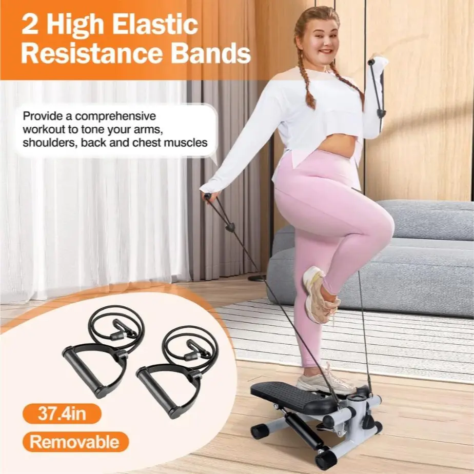 Mini Stepper — Low-Impact Cardio Machine with Resistance Bands