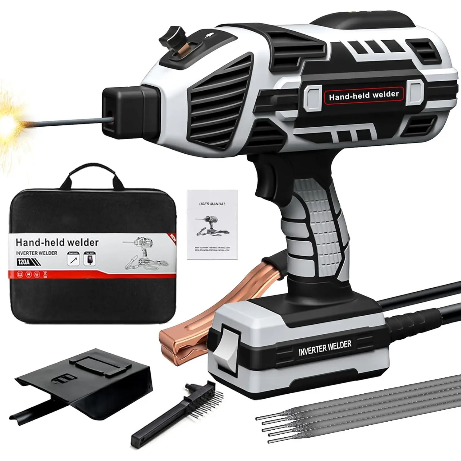 Machine 110V 120Amp ARC Welder Gun Machine with IGBT Inverter 5 Variable Adjustment for 1/16''-1/8'' Rods