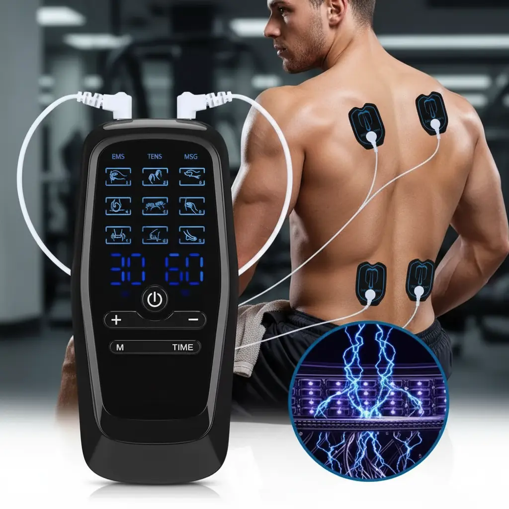EMS TENS Unit Muscle Stimulator Massage Device with 8Modes 15 Levels & 9 Modes 30 Levels, Includes Pads,Portable Design, Relieves Tension in Muscles,Perfectgift for relaxing Shoulders Neck Back Legs Body