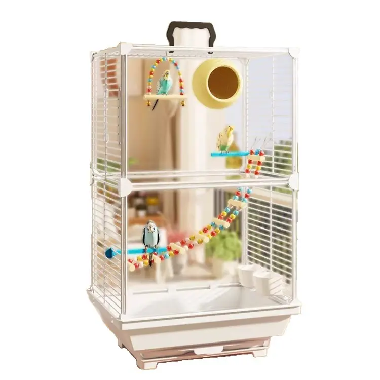 New Transparent Villa Bird Cage Double Layer Large Size Anti-Splash Horizontal Wire Special for Parakeet Cockatiel Budgie Parrot with Pet Toy Accessories New Transparent Villa Bird Cage Double Layer Large Size Anti-Splash Horizontal Wire Special for Parakeet Cockatiel Budgie Parrot with Pet Toy Accessories