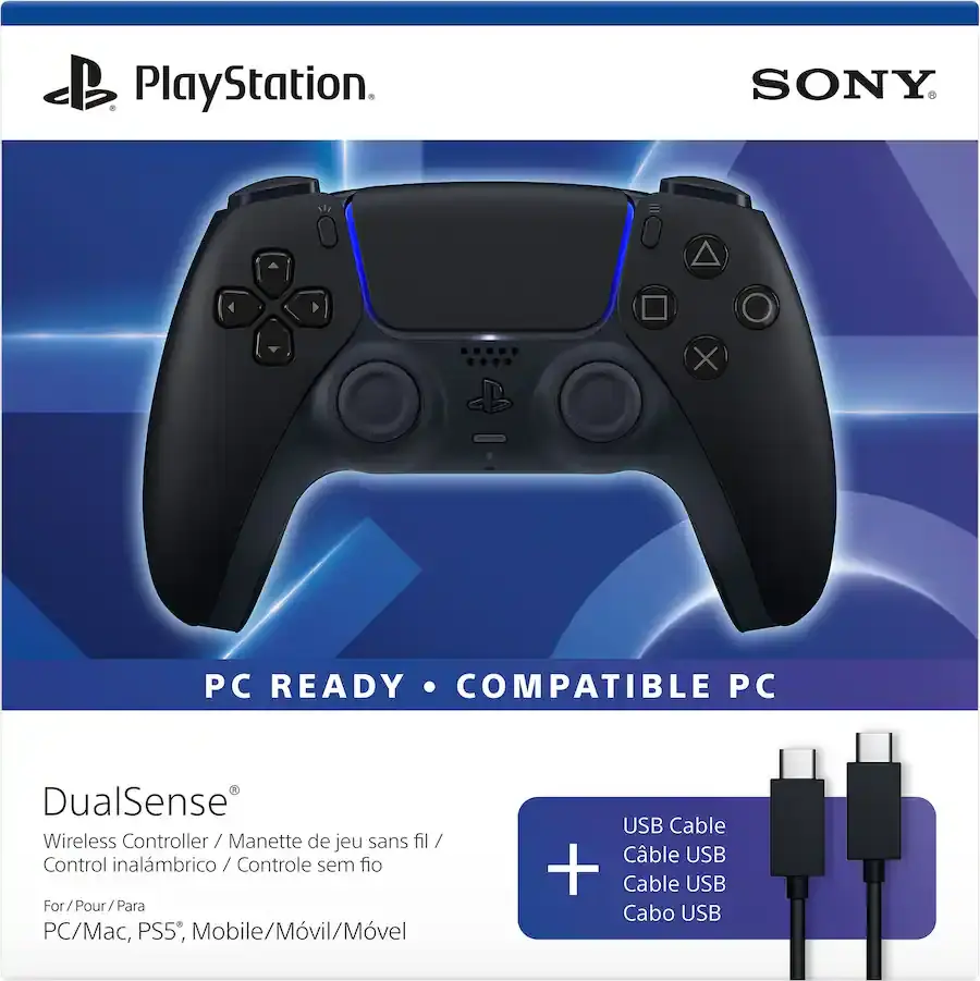 Sony DualSense Wireless Controller + USB Cable, PC Ready - Black