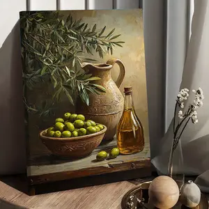 Olive tree framed canvas painting for tabletops, wall art decorative framed posters, framed murals for living rooms, bedrooms, and offices.