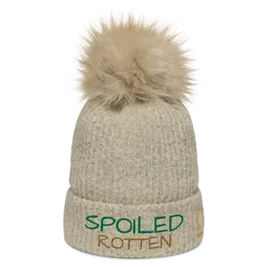 "Spoiled Rotten" Pom-Pom Beanie - Soft Microfleece Lining, Faux-Fur Pom, Unisex Fit, Winter Gear for Cold-Weather Warriors