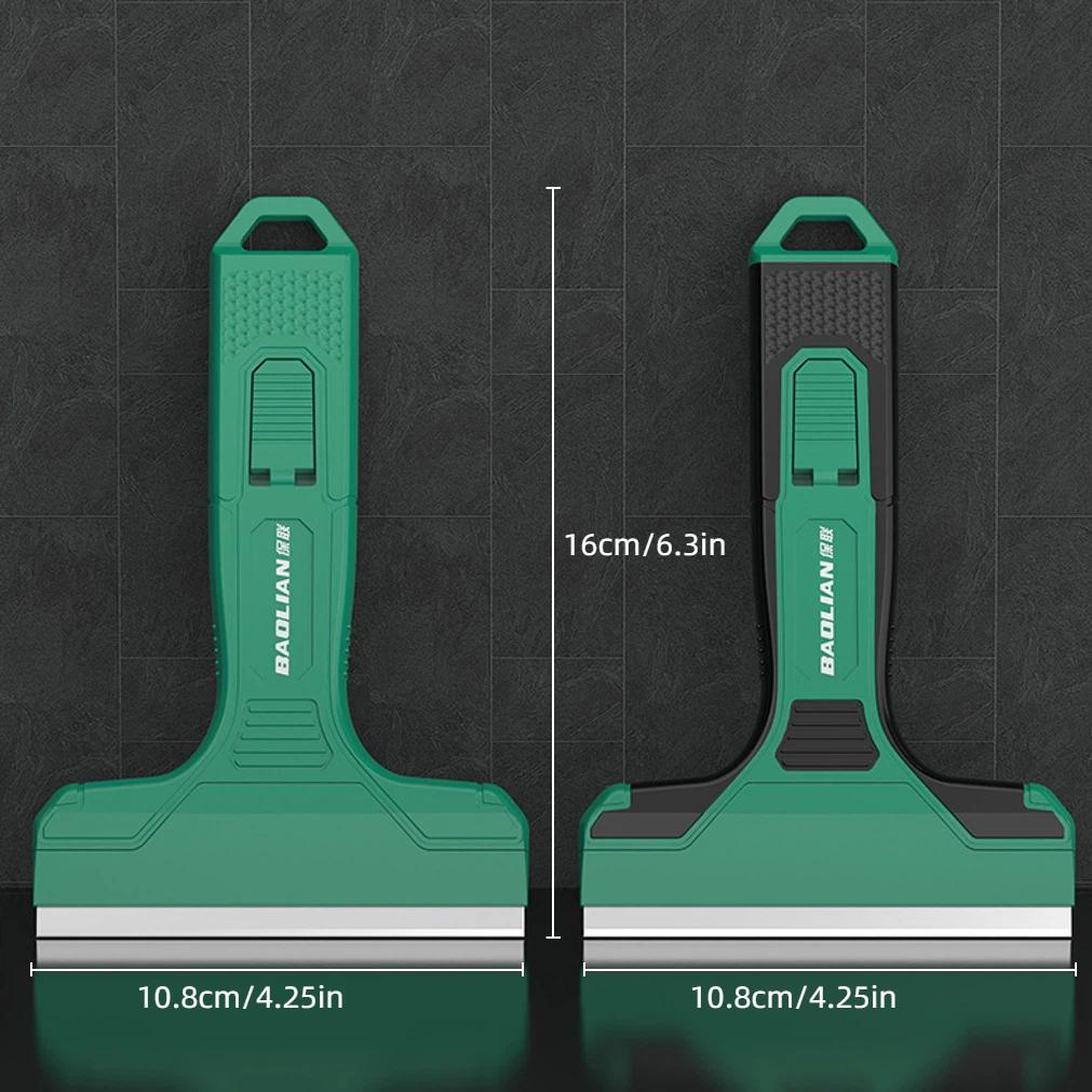 2 Pack Heavy Duty Cleaning Scraper Tool with Thickened Stainless Steel Blade, Professional Grout and Adhesive Remover for Tile, Glass, Floor, and Wall, Ergonomic Labor-Saving Paint Scraper with Extra Blades