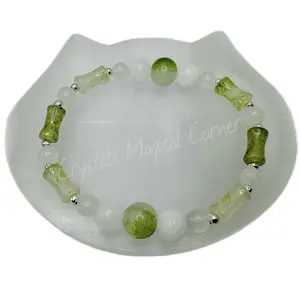 “Lucky Bamboo” Series Bracelet ~ Peace, Harmony, Serenity, Love, Prosperity, Simplicity, Strength ~ White Jade Beads ~ High Quality Glass Beads ~