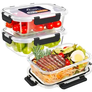 35OZ Glass  Storage Container, Airtight Glass Lunch Fruit Containers with  - Microwave, Oven, Freezer and Dishwasher Safe, 2-PACK