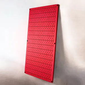 Signature Series Coral Red Textured Matte Metal Pegboard Panel - Vertical 32in x 16in
