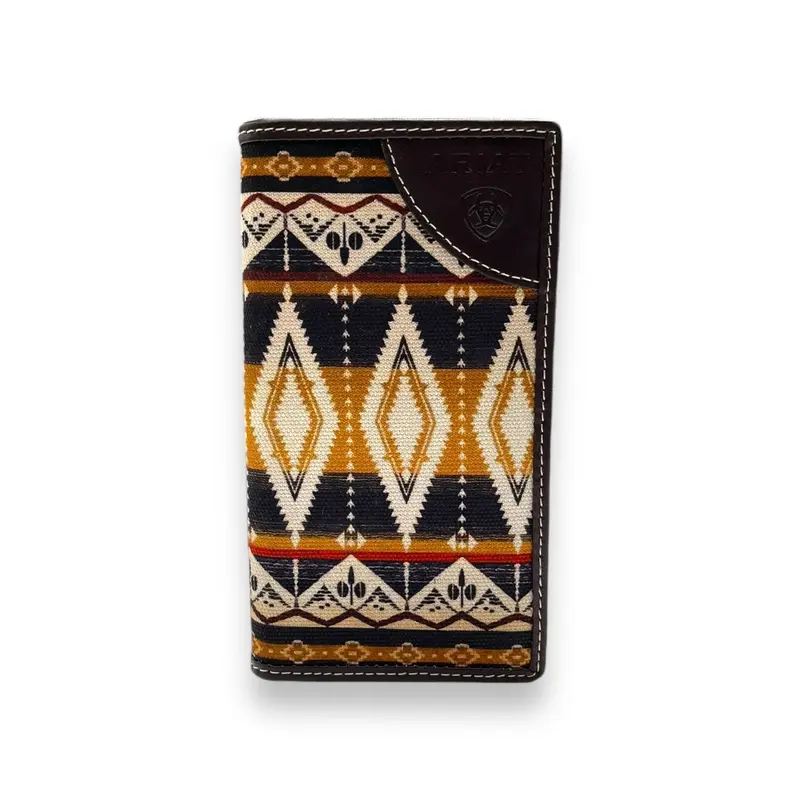 ARIAT Rodeo Turquoise Outline Southwest Wallet - Brown Western Style Wallet, One Size