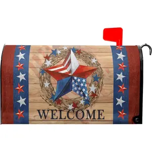 Forever 4th of July Mailbox Cover Patriotic  Mailbox Wrap  Standard Size 18X21 Inch  Americana Barnstar Memorial Day Decorative  Letter Box Cover for Outside