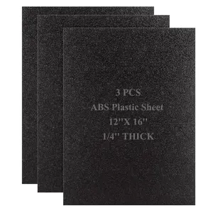 3 count 1/4 ABS Plastic Sheet 1/4 Inch Thick 12" x 16" Black Plastic Sheet PVC Sheets 1/4 Inch Thick Thermoplastic Sheet Heat Moldable Plastic Sheets for DIY Projects, Decor, Handcrafts