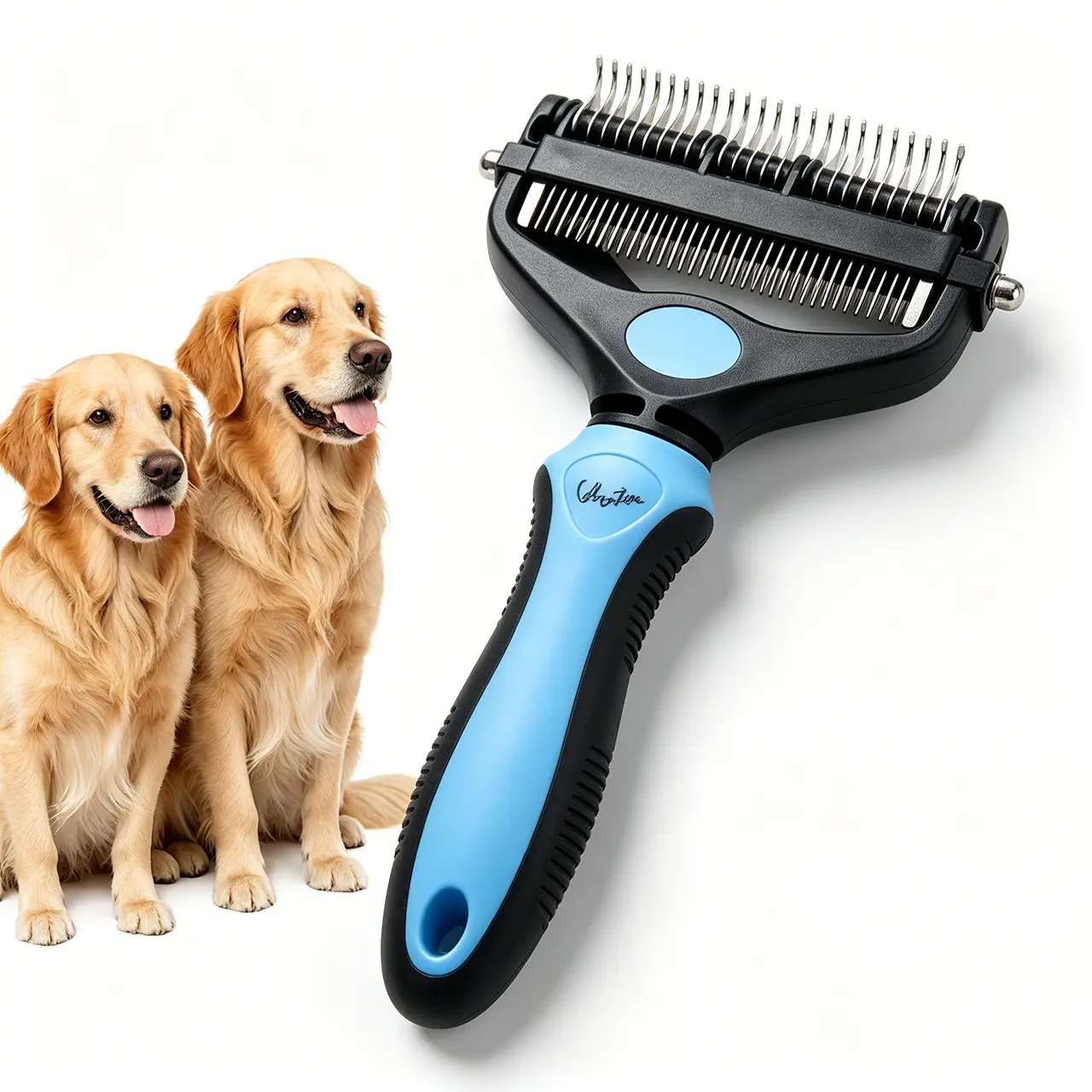Dog & Cat Grooming Brush - Double-Sided 3-in-1 Grooming Goods with Slicker Brush, Stainless Steel Deshedding Comb, Multi-Functional Pet Tool for Detangling