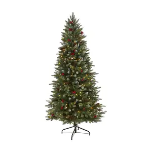Nearly Natural 6' Snow Tipped Christmas Tree w/300 Clear LED