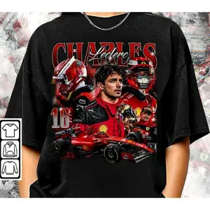 Charles Leclerc Vintage Graphic Tshirts For Men Summer Cotton Oversized Y2k Style Gym Wear Cool Casual Tops