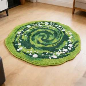 Green Whirlpool Starry Sky Fluffy Area Rug, Decorative Rugs, Gradient Forest Series Plush Floor Mat, Living Room Tea Table Anti-slip Foot Mat, Bedside Absorbent Pad, Home Soft Easy to Clean Pad, Suitable for Healing Home Decoration