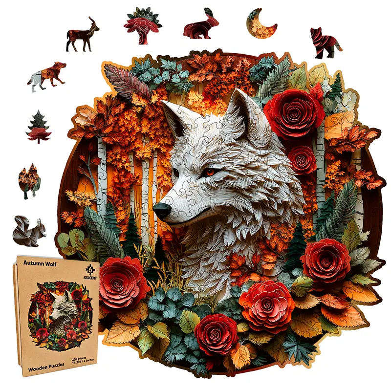 Wooden Puzzles,sixcent Jigsaw Puzzles,Unique Shaped,Wooden Puzzle for Adults and Kids,Hoilday Gift,Family Game,Laser Cut, sublimation Puzzle Crafts