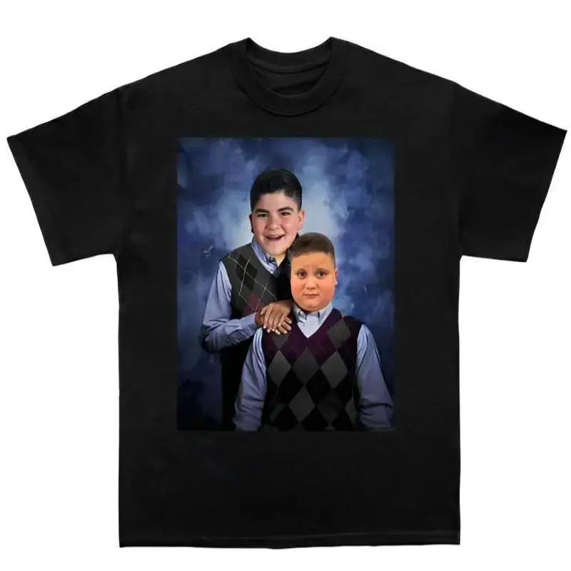 Men's Official Rizzler & Aj Step Brothers Meme Graphic T-Shirt - Short-Sleeve Round Neck Cotton Top, Slight Stretch, Breathable, Wear-Resistant, All-Season Casual Streetwear, Cold-Wash Compatible
