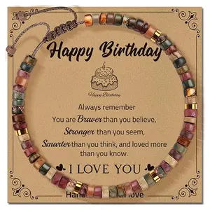 Milestone Birthday Stone Bracelet for Women Elegant 30th 40th 50th Birthday Gift Natural Crystal Celebration Amulet for Mom Sister Best Friend