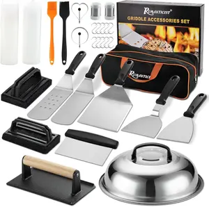 29PCS Griddle Accessories Set - Flat Top Teppanyaki Spatula Set with Scraper, Basting Cover for Camp Chef- Home Cooking Griddle and Outdoor BBQ Gifts