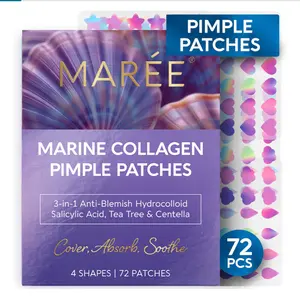 Collagen Pimple Patches MAREE with Hydrocolloid Salicylic Acid Tea Tree & Centella 72PCS Anti-Blemish Skincare for All Skin Types
