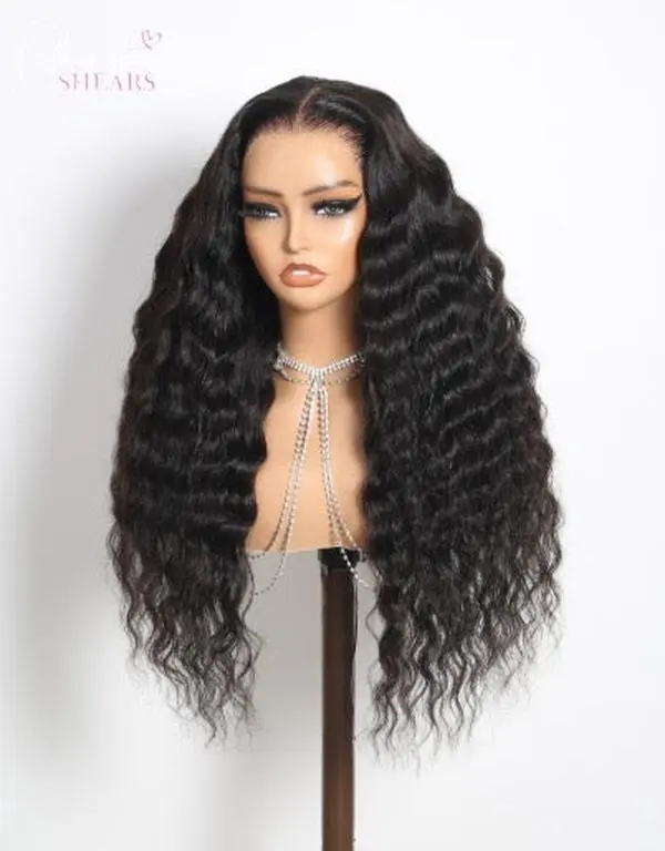 GlamourShears Glueless 13x4 Lace Frontal Wigs Guide Book - Black Loose Curls Texture, Seamless Edges