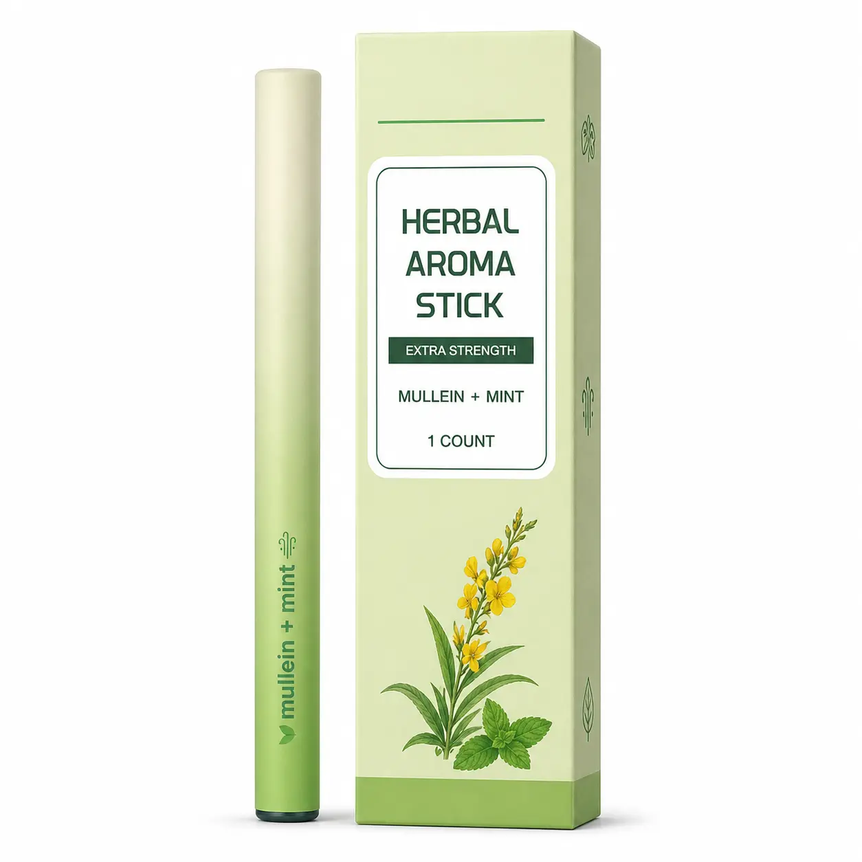 Mullein & Mint Herbal Aroma Stick, Extra Strength Portable Botanical Mint Scent, 1 Count