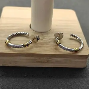 S925 Sterling Silver New Style Gold Wire Earrings Female Fashion Simple Personality Trend Retro Luxury Jewelry Party Gift