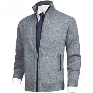 Men's Sweaters Full Zip Slim Thick Knitted Cardigan Sweaters Jacket with Pockets