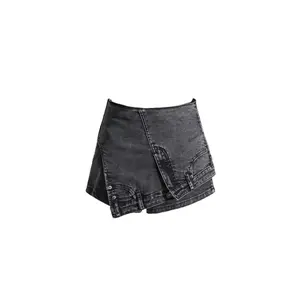 Black Denim Jeans Skort Skirt Bottoms